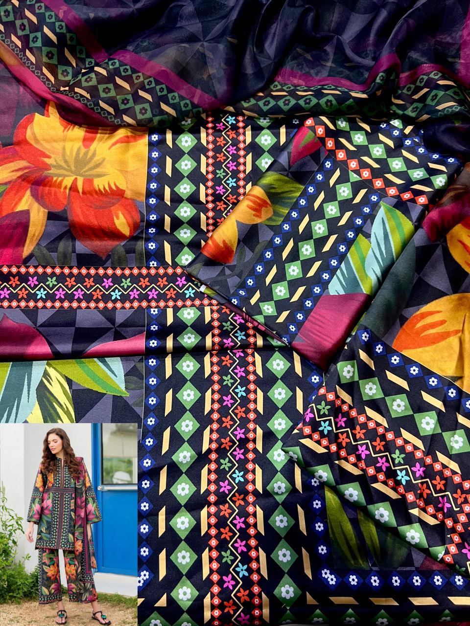 Silk Floral Digital Printed