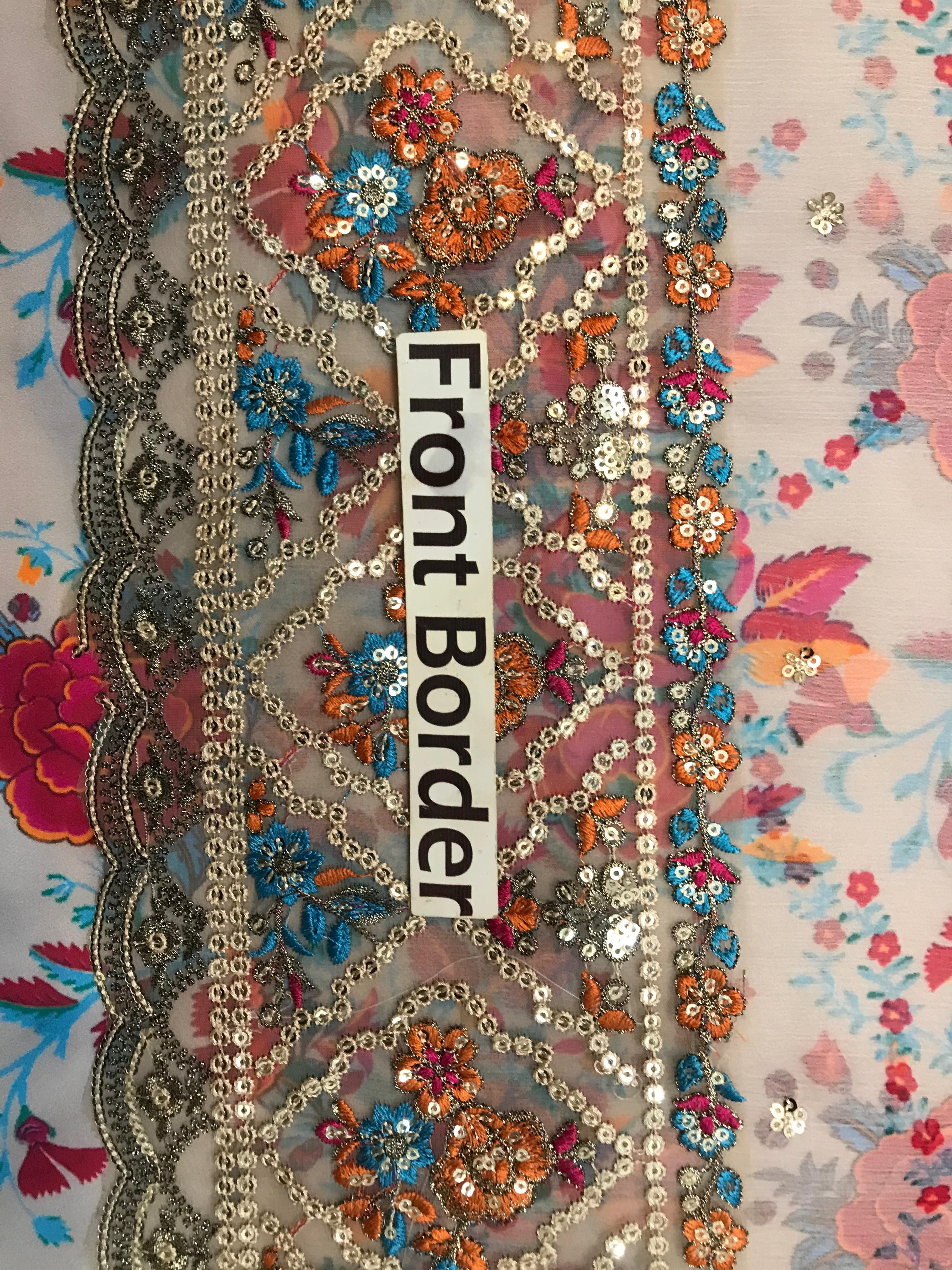 Charizma Printed Chiffon Embroidered