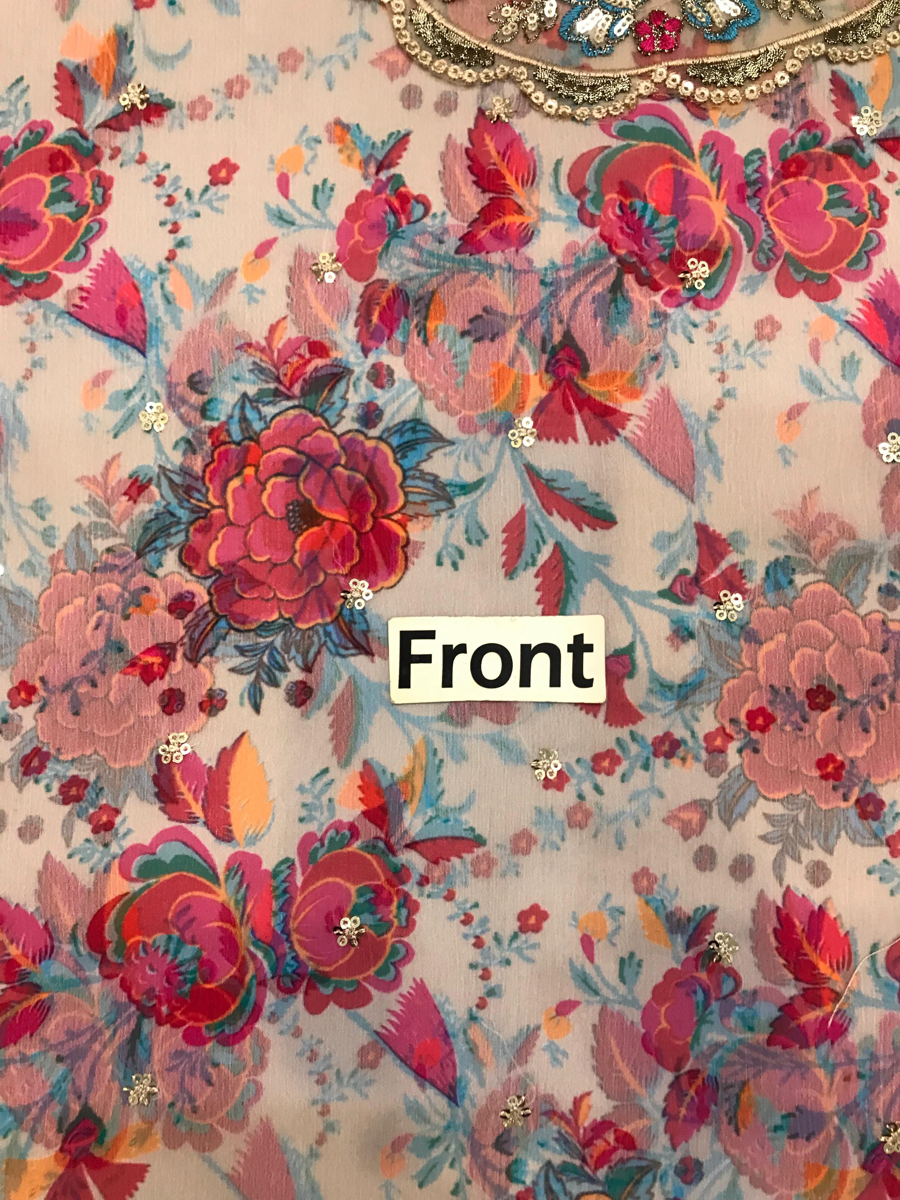 Charizma Printed Chiffon Embroidered