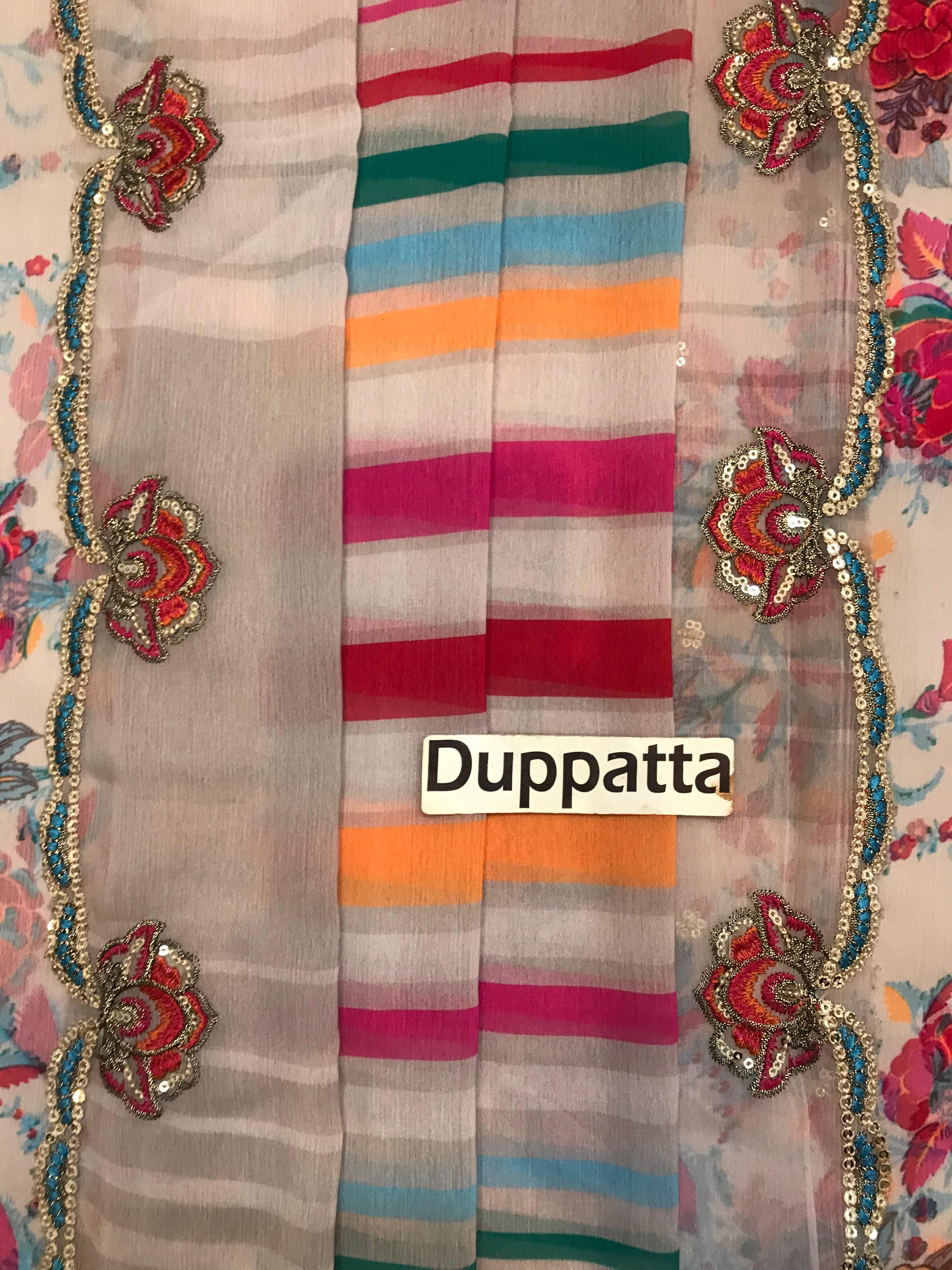 Charizma Printed Chiffon Embroidered